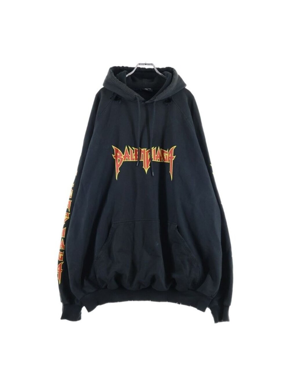 Balenciaga 22 SS Metal Printed Oversized Hoodie Print Oversize Pullover Black